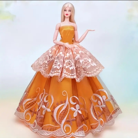 Grey Bling Barbie Crystal Embroidery Flared Gown main image 0